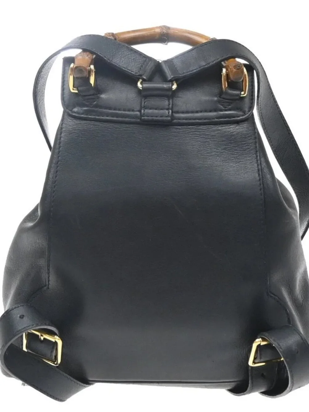 GUCCI Logo Bamboo Mini Backpack Bag Leather Navy Blue Italy 30YJ323